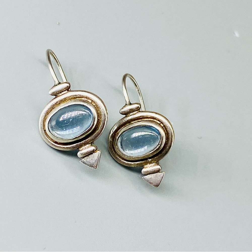 Vintage Moonstone Sterling Silver Earrings 80’s Handmade